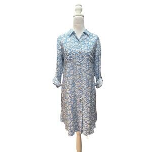 Lilly Pulitzer Natalie Coverup Shirtdress XS Lunar Blue Palm Beach Petals Floral